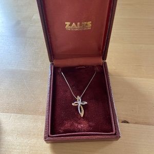 Gold cross infinity necklace with diamond accent